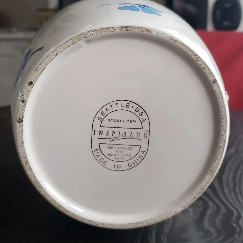 Vtg Inspirado Stonelite Floral Stoneware Crock Canister with Sealed, Latched Lid